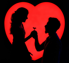 Romantic proposal silhouette